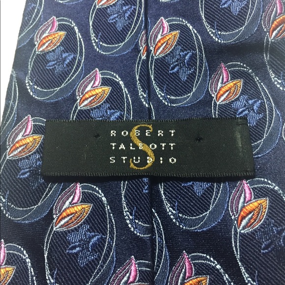 Robert Talbott studio navy flower tie 100% silk - Picture 4 of 8